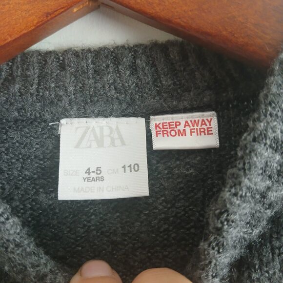 Zara Kids Knit Sweater Size 4-5 Years 110cm Gray Bunny - Picture 3 of 7